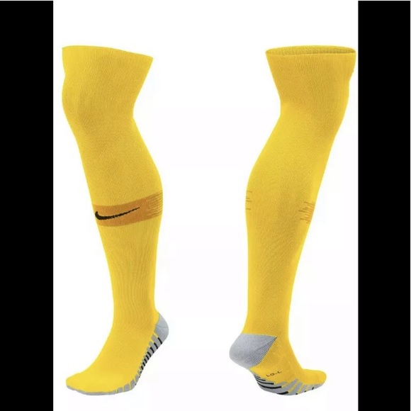 Nike MatchFit Knee High Soccer Socks Yellow/Gray Men Size 8-12 - Picture 1 of 7